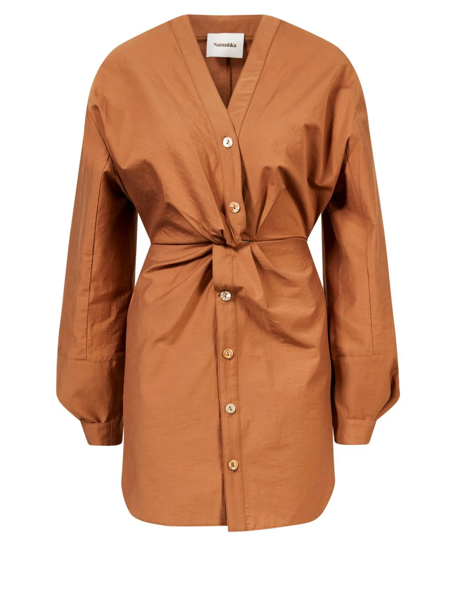Baumwoll-Nylon-Kleid 'Johanna' mit Knotendetails Braun