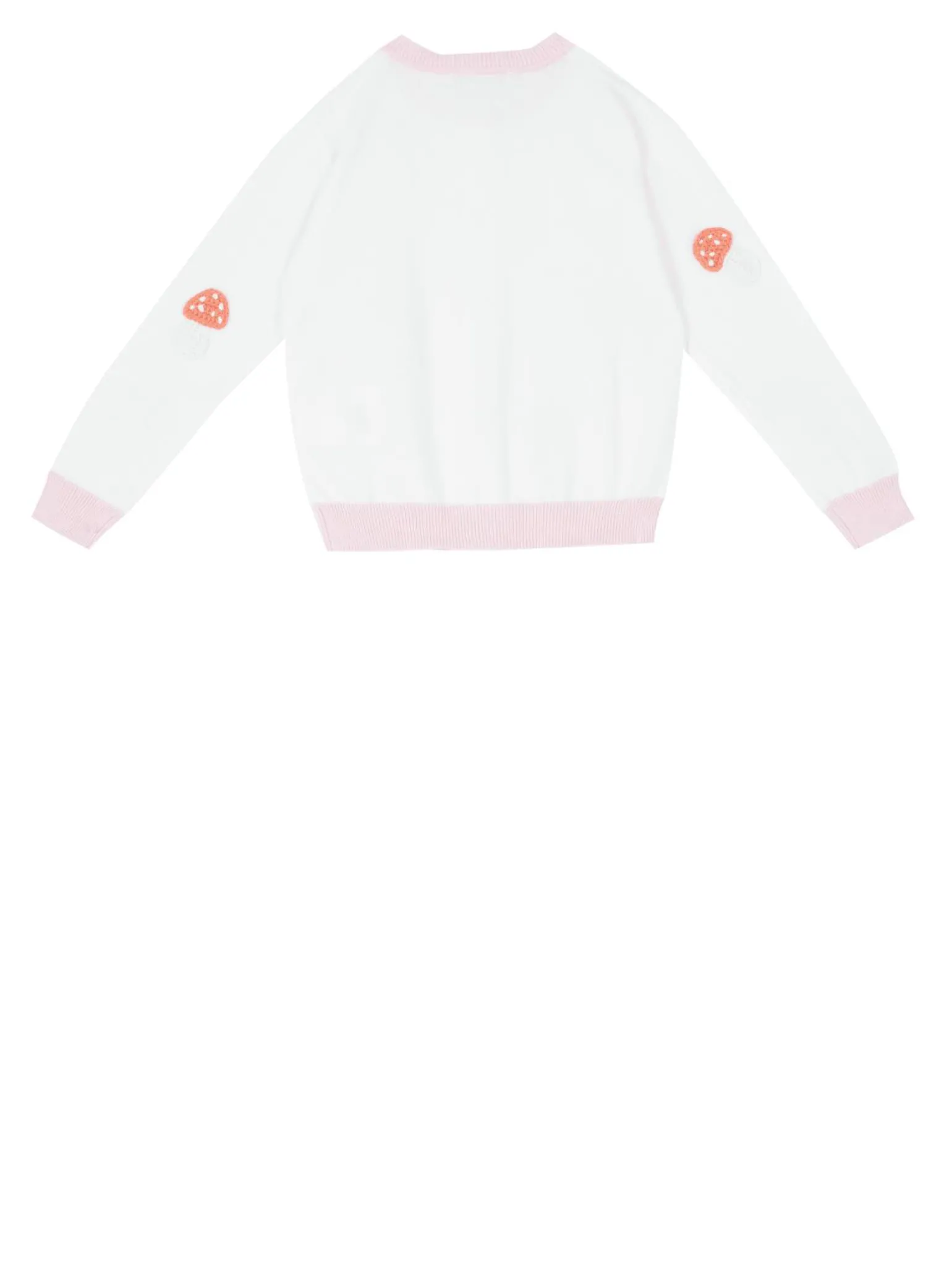 Baumwollstrickjacke mit Stickerei Crème/Rosa