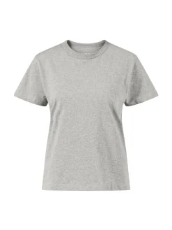 Baumwoll-T-Shirt Rundhalsausschnitt Grau Melange