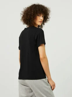 Baumwoll-T-Shirt V-Neck Schwarz