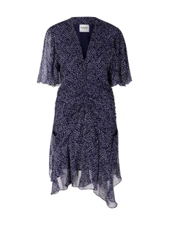 Bedrucktes Minikleid 'Vivienne' aus Musselin Dunkelblau