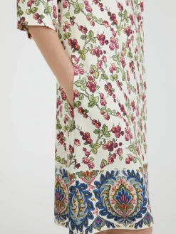 Bedrucktes Tunikakleid Crème/Multi