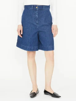 Bermuda mit Bundfalten Marineblau