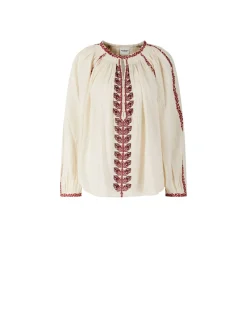 Bestickte Bluse 'Lena' Beige