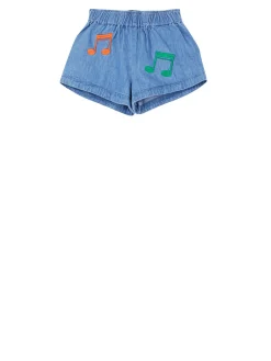 Bestickte Denim Shorts Blau