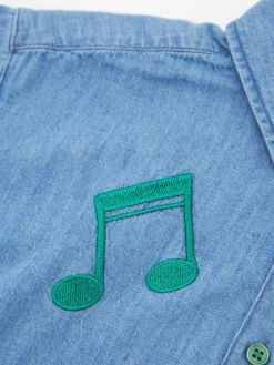 Besticktes Denim Hemd Blau
