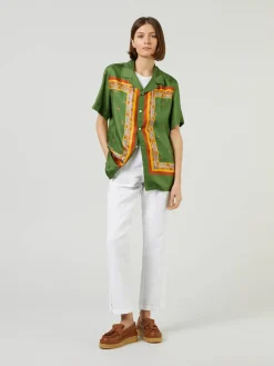 Bestickte Stoffhose 'Bush' Weiß