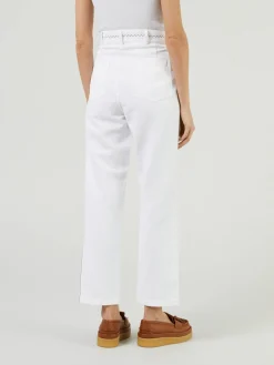 Bestickte Stoffhose 'Bush' Weiß