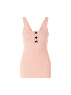 Besticktes Top mit Knopfleiste Coral