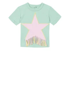 Besticktes T-Shirt Fransen Grün