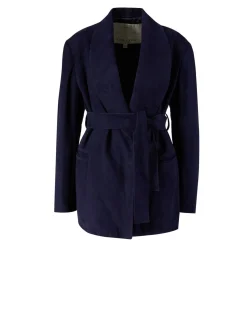 Blazer aus Veloursleder 'Linda' Marineblau