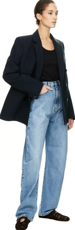 Blazer aus Wollkrepp Marineblau
