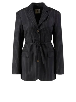 Blazer mit Bindegürtel 'Marseille' Schwarz