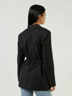Blazer mit Bindegürtel 'Marseille' Schwarz
