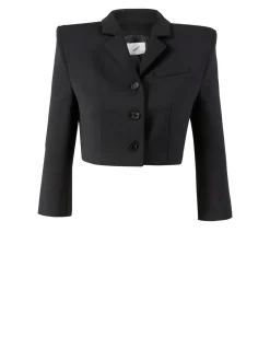 Blazer mit breiten Schulterpolstern Schwarz