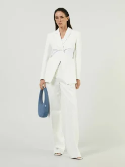 Blazer mit verdrehtem Ausschnitt Weiß