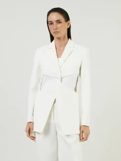 Blazer mit verdrehtem Ausschnitt Weiß
