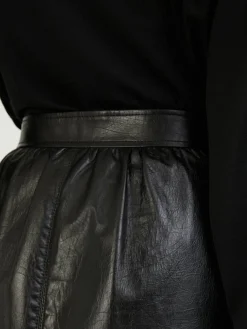 Bleistiftrock aus Leder Schwarz