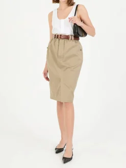 Bleistiftrock mit Gürtel Beige