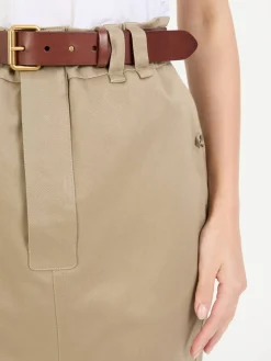 Bleistiftrock mit Gürtel Beige