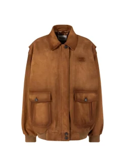 Blousonjacke aus Veloursleder Braun