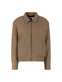 Blousonjacke mit Hahnentrittmuster Beige