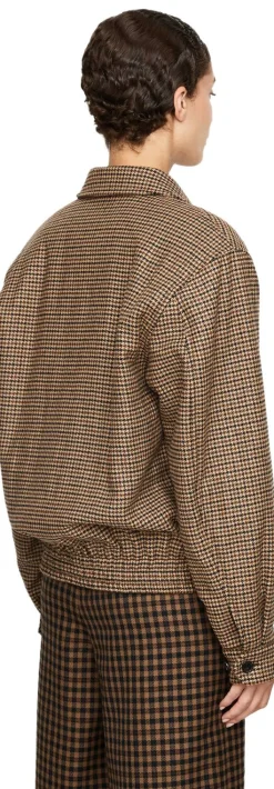Blousonjacke mit Hahnentrittmuster Beige