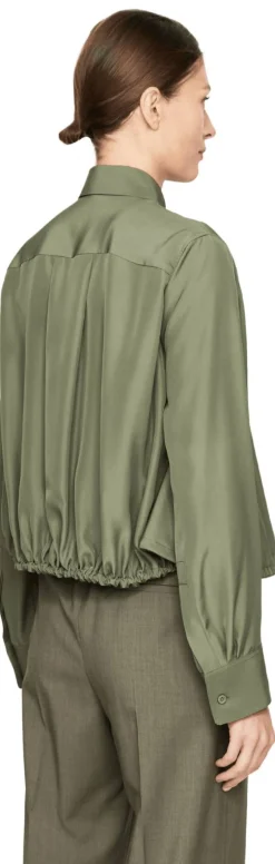 Bluse 'Balloon' mit Kordelzug Khaki