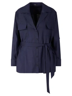 Bluse mit Bindegürtel Marineblau