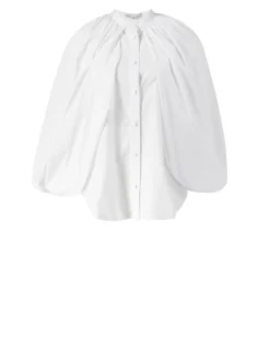 Bluse mit Cape-Ärmeln Weiß