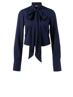 Bluse mit Lavallière-Kragen Marineblau