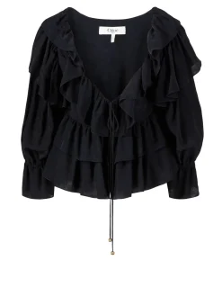 Bluse mit Rüschen Schwarz