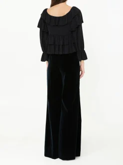 Bluse mit Rüschen Schwarz