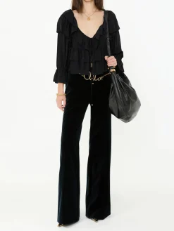 Bluse mit Rüschen Schwarz
