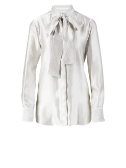 Bluse mit Schal Beige