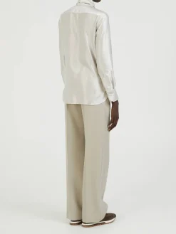 Bluse mit Schal Beige