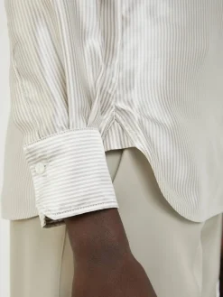 Bluse mit Schal Beige