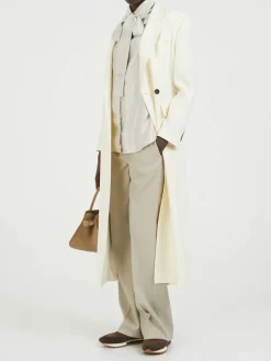 Bluse mit Schal Beige