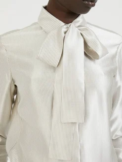 Bluse mit Schal Beige