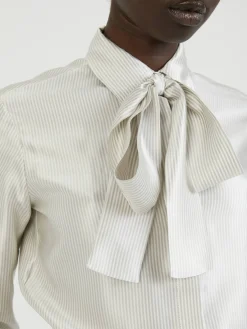 Bluse mit Schal Grau