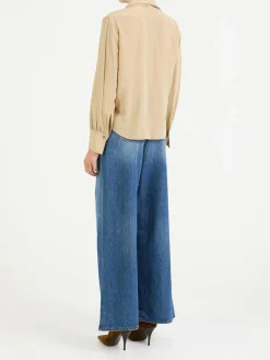 Bluse mit Schleife Beige