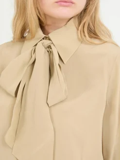 Bluse mit Schleife Beige