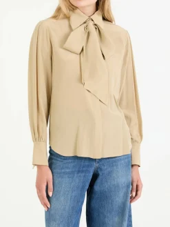 Bluse mit Schleife Beige
