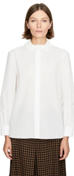 Bluse mit Spitzenkragen Weiß