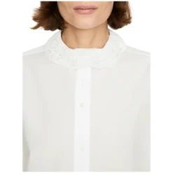 Bluse mit Spitzenkragen Weiß