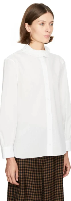 Bluse mit Spitzenkragen Weiß