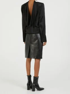 Bluse mit Wasserfallausschnitt Schwarz