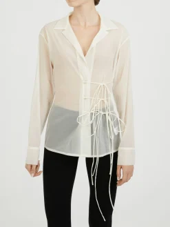 Bluse mit Wickel-Detail Crème