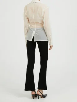 Bluse mit Wickel-Detail Crème