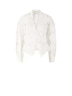 Bluse 'Nina' mit Stickereien aus Leinen Crème